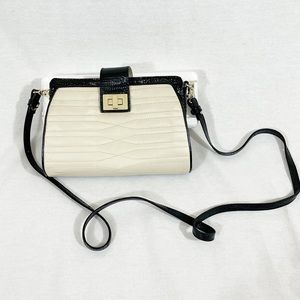 Brahmin black and white color block crossbody purse